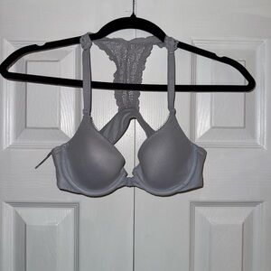 Victoria's Secret Light Gray Lace-Back Bra